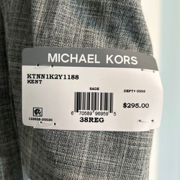 NWT Michael Kors Classic-Fit Windowpane Sage Green Sport Coat Blazer, Men's 38R - Picture 6 of 11